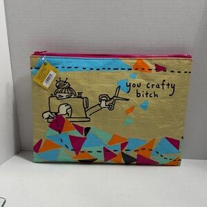 Blue Q Tan and Pink Graphic Cosmetic Bag